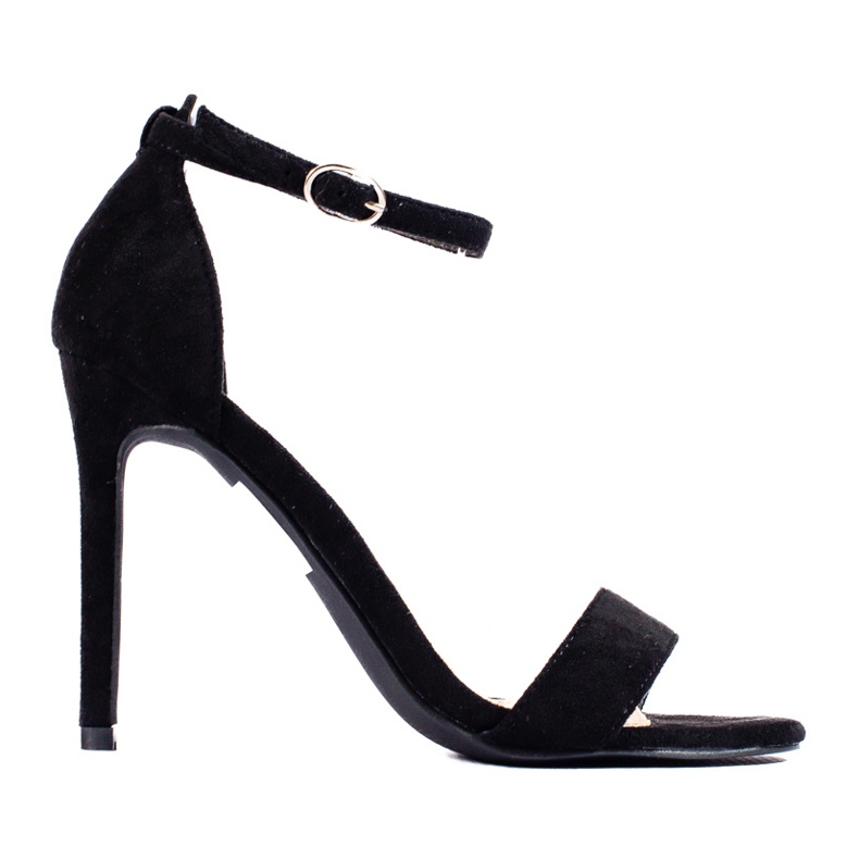 W. Potocki Potockin mustat mokkanahkaiset korkeakorkoiset sandaalit