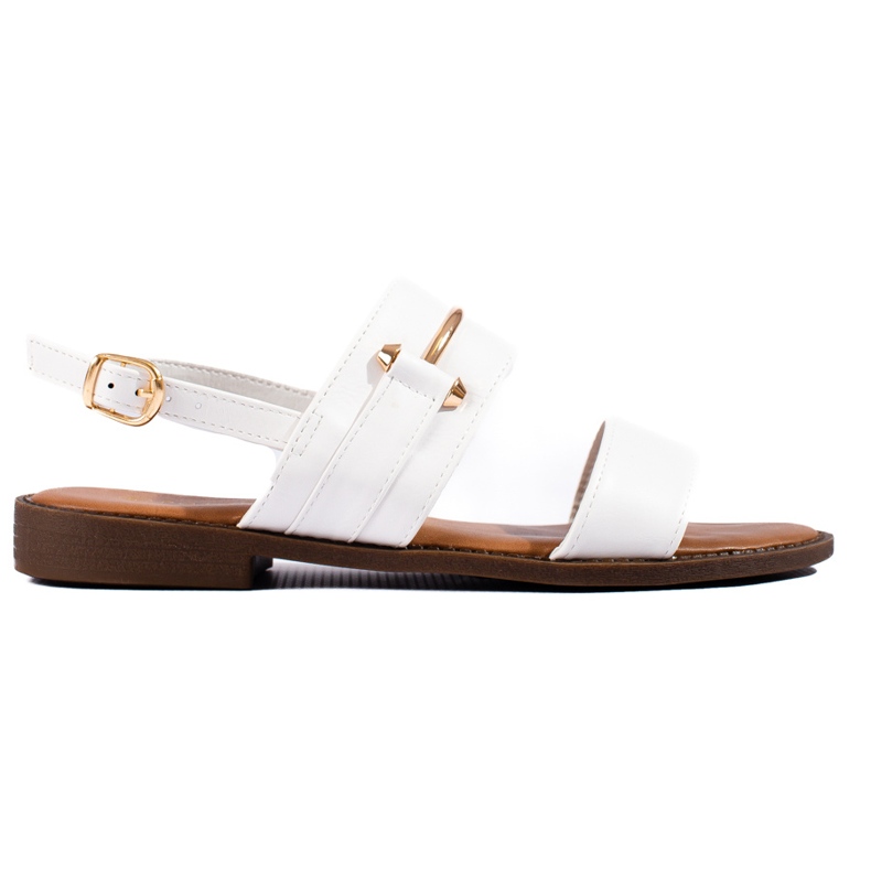 W. Potocki Potockin valkoiset naisten sandaalit kultakoristeella valkoinen