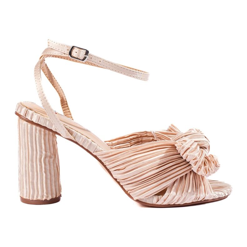 Shelovet beigenväriset korkeakorkoiset sandaalit tekstiiliä