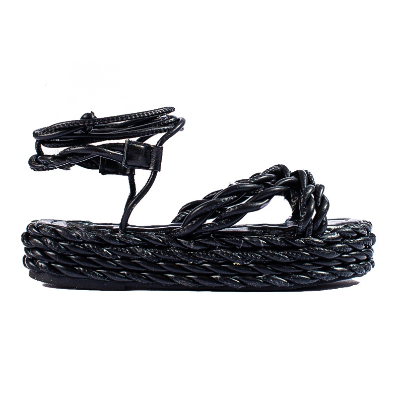 Mustat Shelovet-kudotut alustasandaalit