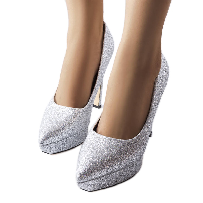 Proulxin hopeiset brokaattikorkokengät hopea