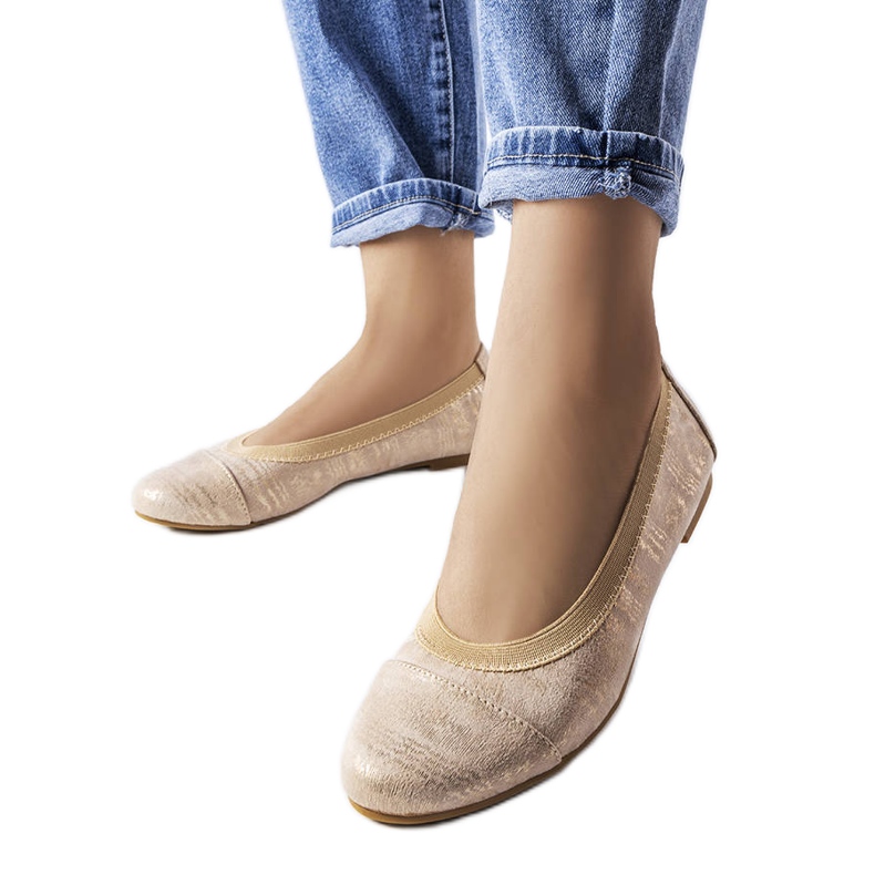 Crummitin beige-metalliset ballerinat