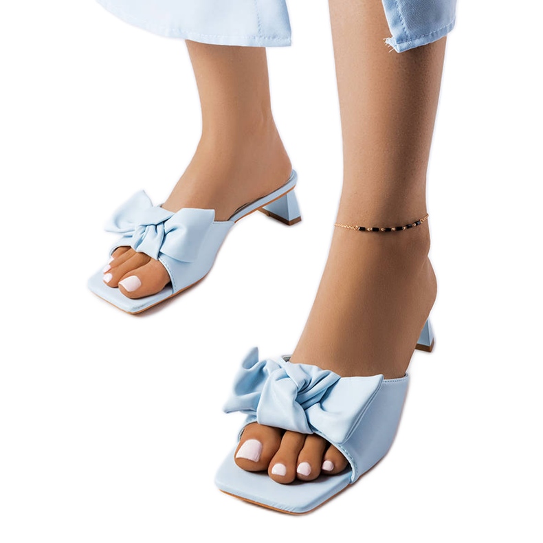 Tammensiniset korkokengät rusetilla sininen