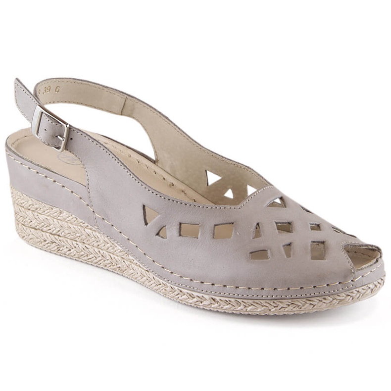 Mukavat naisten nahkaiset kiila sandaalit harmaat Helios 110-33