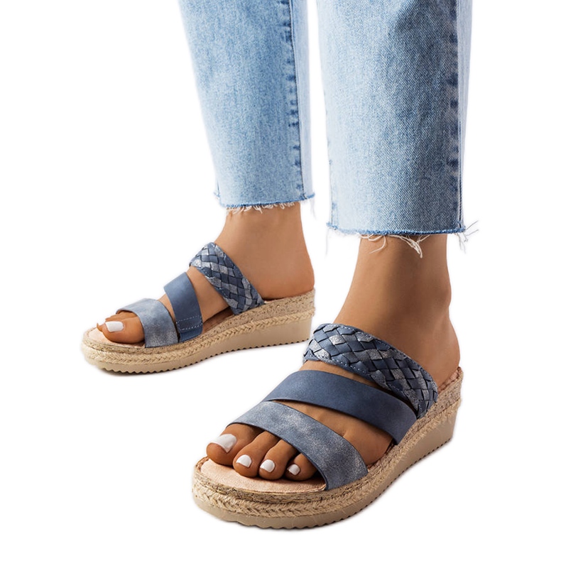 Siniset kiila sandaalit Bostonista sininen