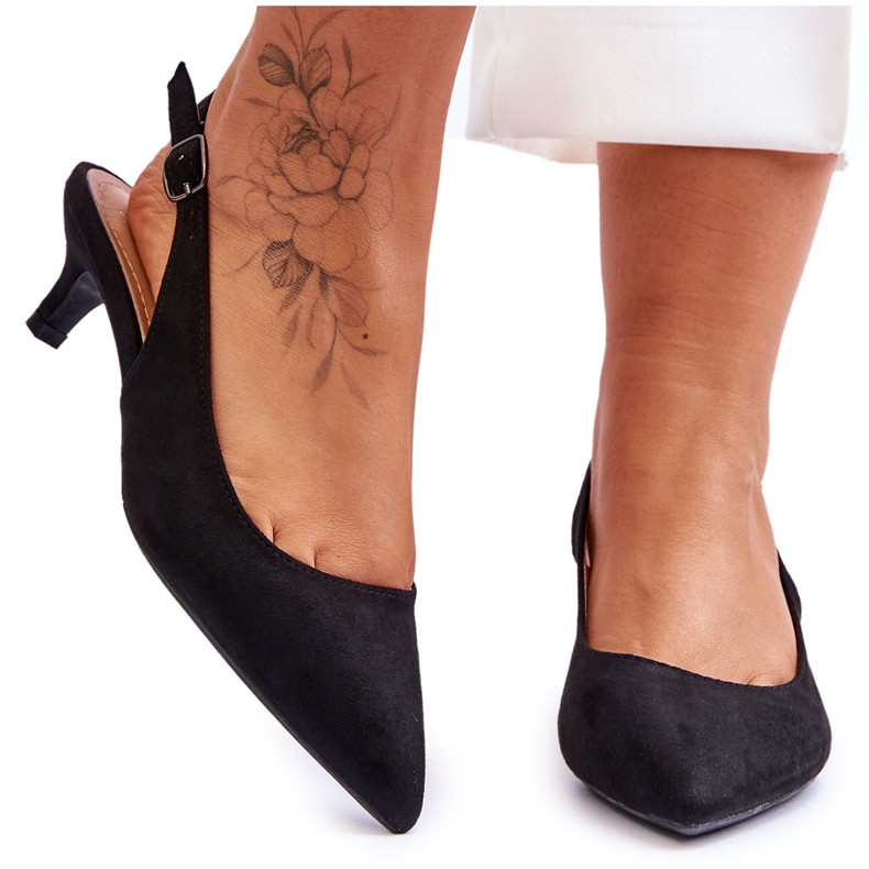 Low Peep Toe Pumps Black Lia musta