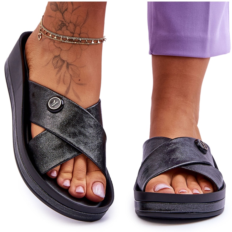 Vinceza Naisten tossut, joissa on koristelu, musta Brooklyn