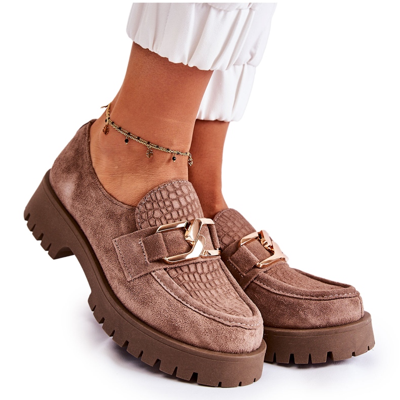 Lemar Naisten mokka vaaleanruskeat kengät koristeella