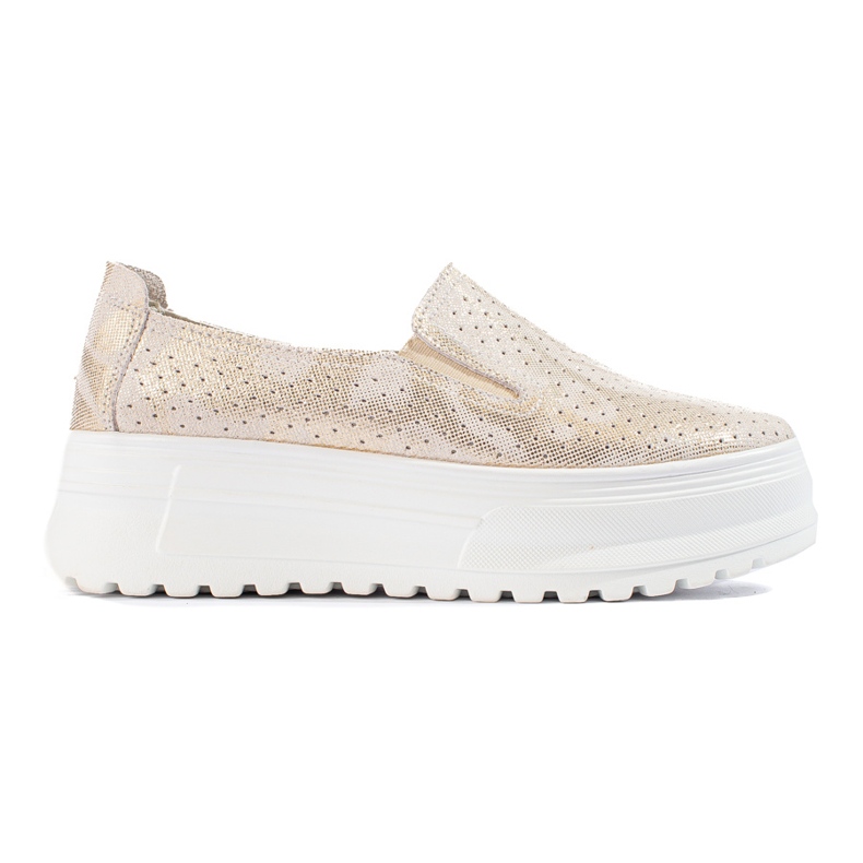 Naisten nahkaiset kultakengät Shelovet kultainen