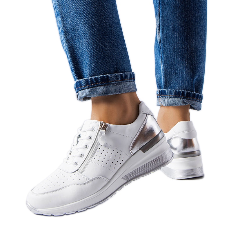 Jazzar valkoiset harjakattoiset nahkakengät valkoinen