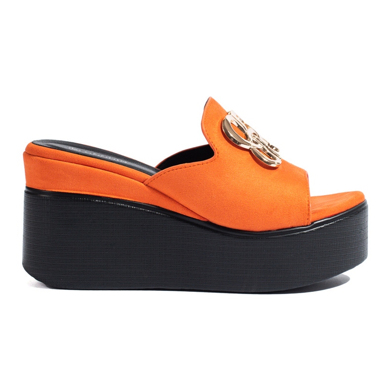 Shelovet-oranssit mokkanahkaiset kiilatossut