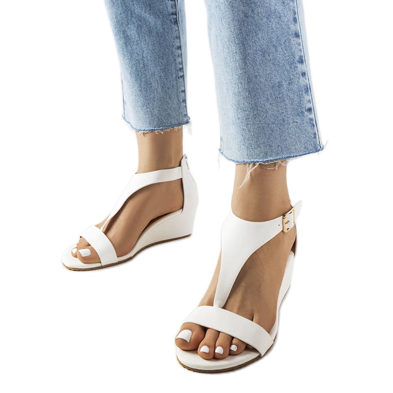 Dureposin valkoiset kiila sandaalit valkoinen