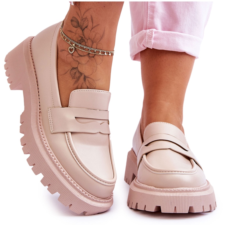 Riverside Beige Nahkainen Slip-On Loaferit