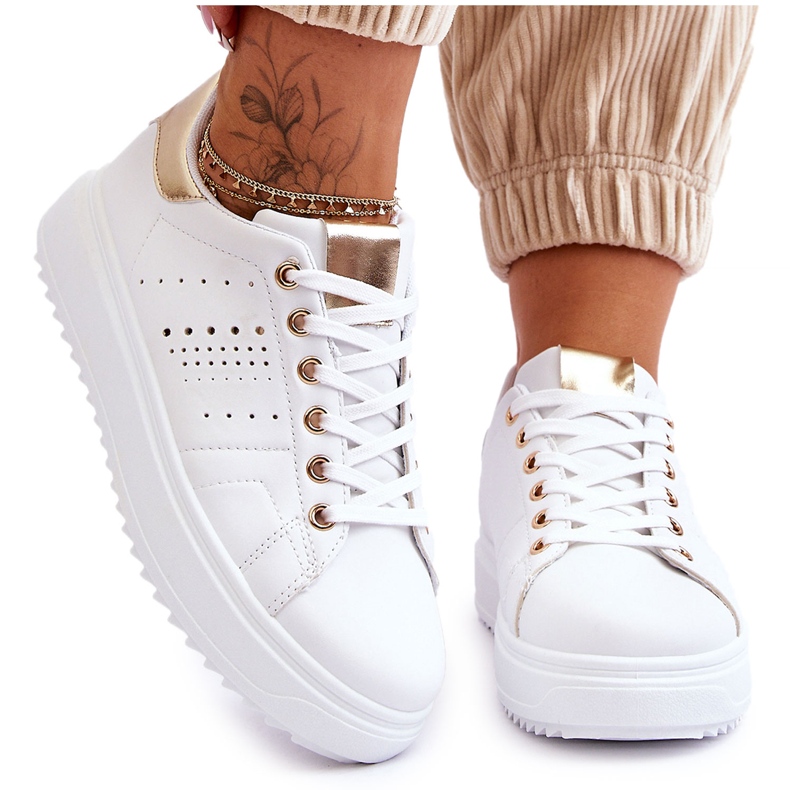 Naisten urheilukengät valkoinen ja kulta Ole ensimmäinen!