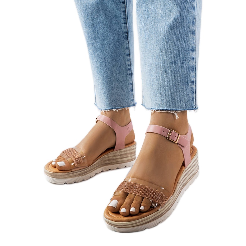 Bussièren vaaleanpunaiset wedge-sandaalit vaaleanpunainen Bussièren vaaleanpunaiset wedge-sandaalit vaaleanpunainen