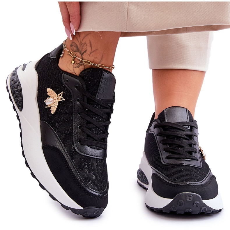 PS1 Kiiltävät urheilukengät mustalla Seneca-koristeella