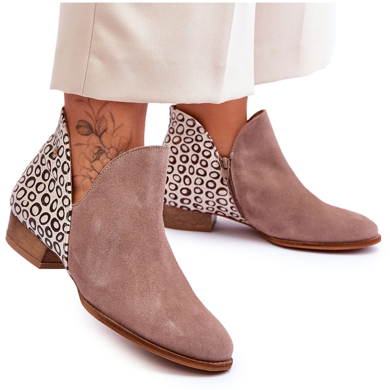 Maciejka-nahkasaappaat täplillä 04091-55 Tumma beige