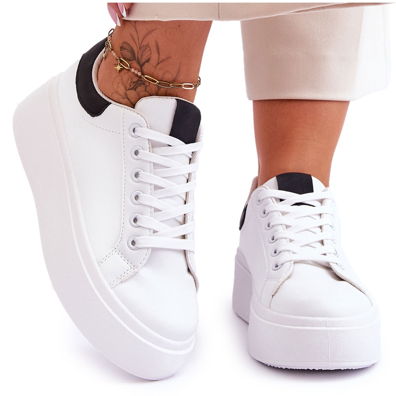 Urheilukengät massiivisella alustalla Valkoinen ja musta Boneti