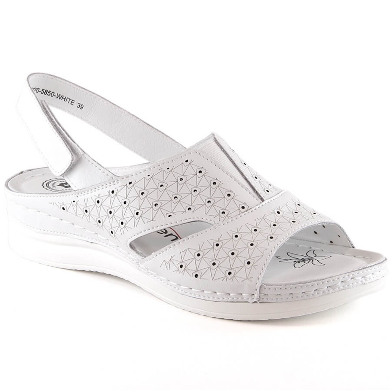 Mukavat naisten nahkasandaalit tarranauhalla, valkoinen eVento 5850