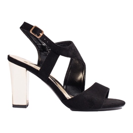 Shelovetin mustat mokkanahkakorkosandaalit