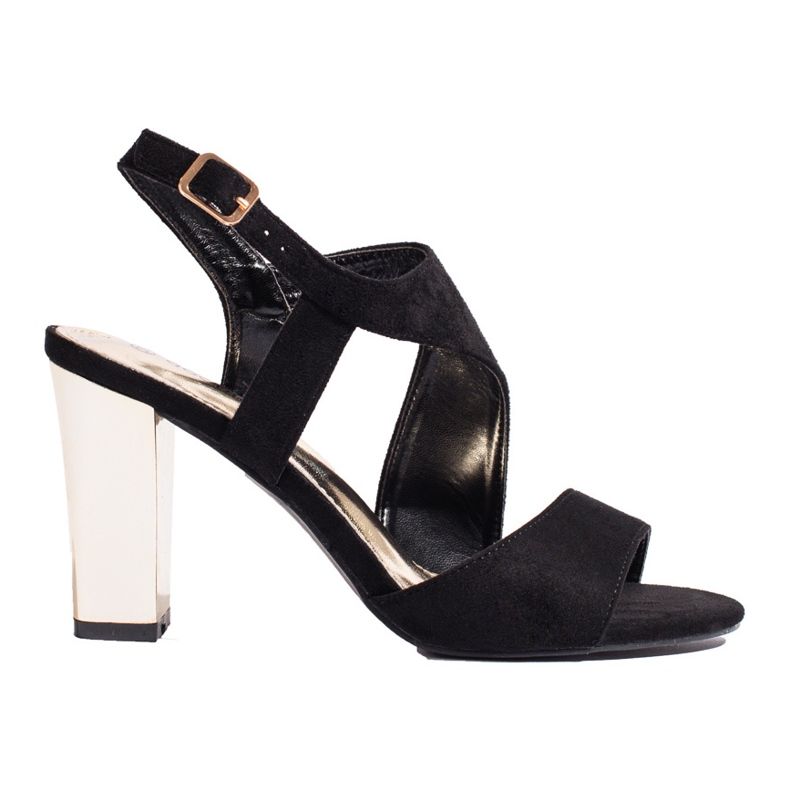 Shelovetin mustat mokkanahkakorkosandaalit