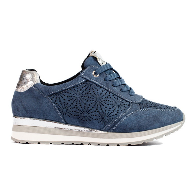 Naisten laivastonsiniset Shelovet wedge -nahkaiset tennarit sininen