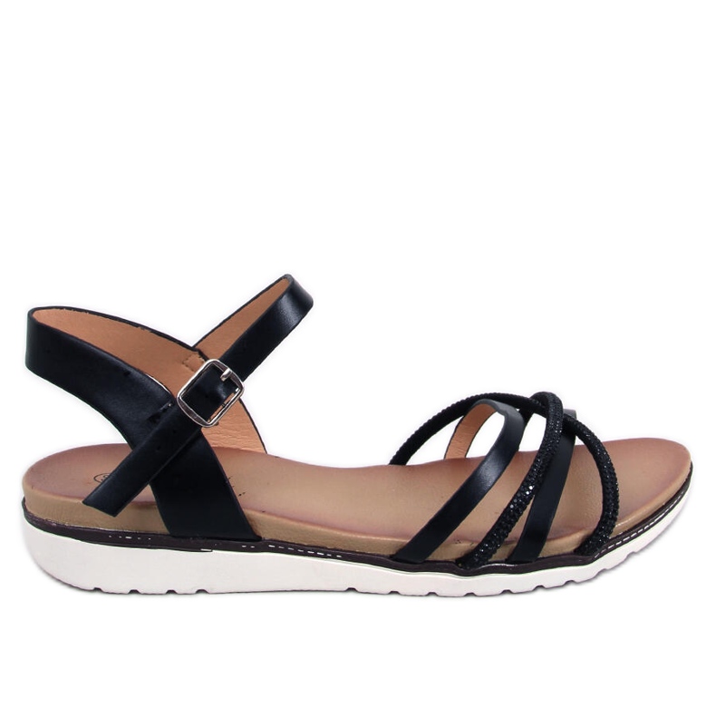 BM Marty Black Cubic zirkonia sandaalit musta