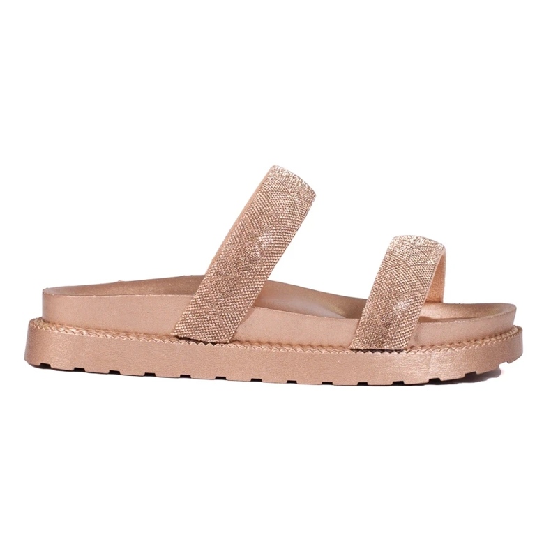 Naisten kultaiset tossut paksulla pohjalla Shelovet kultainen