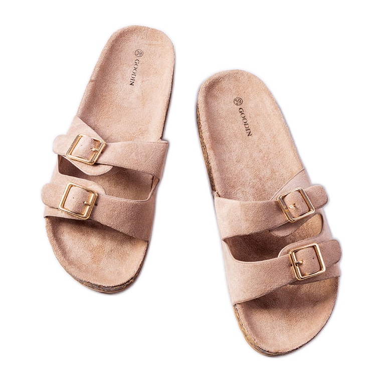 Goodin Cincinna beige-liukumäki korkkipohjaisilla