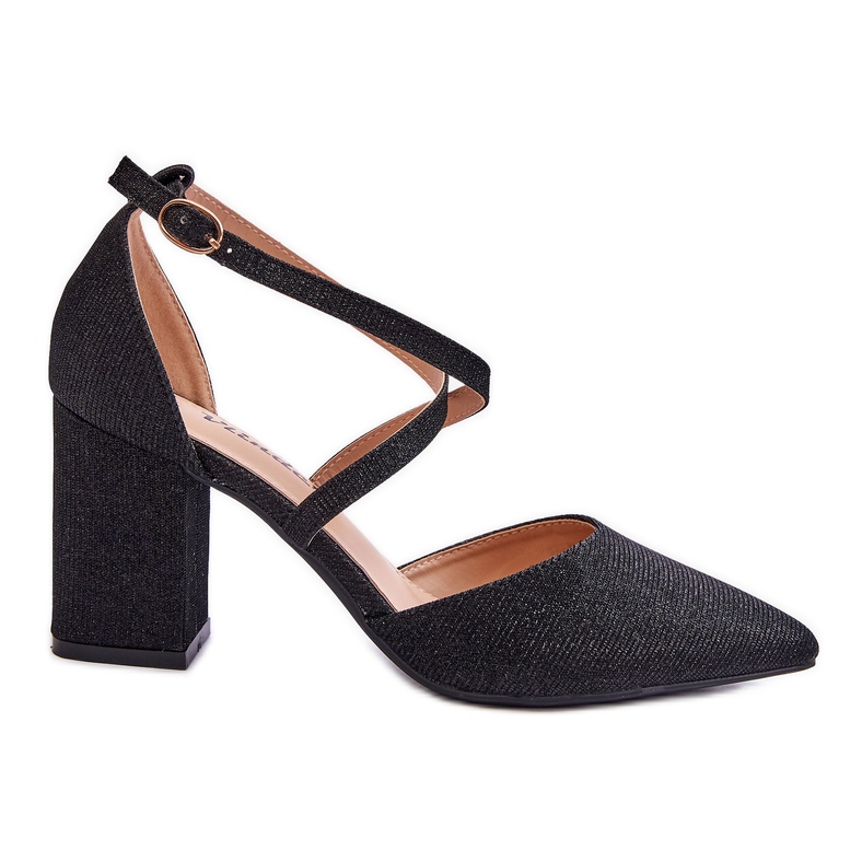 WS1 Muodikkaat kiiltävät pumput mustalla Galaxy Heelillä