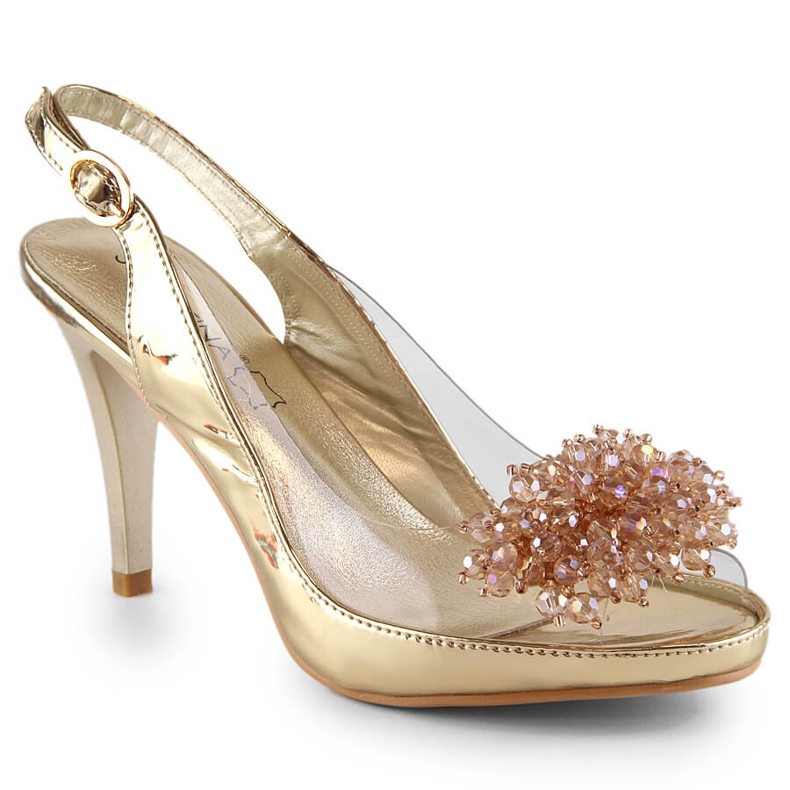 Sandaalit läpinäkyvät neulat kultaisilla Sabatina-helmillä kultainen