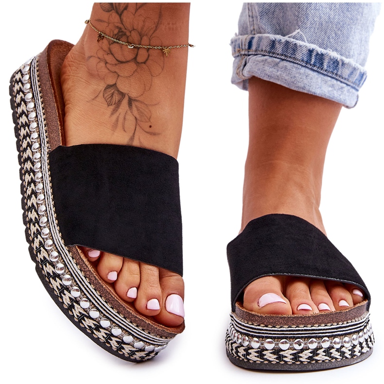 WR1 Naisten sileät mokkanahkaiset tossut, musta Hayen