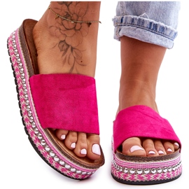 WR1 Naisten sileät mokkanahkaiset tossut Fuchsia Hayen vaaleanpunainen