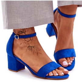 Honeymoon Blue matalakorkoiset klassiset mokkanahkasandaalit sininen