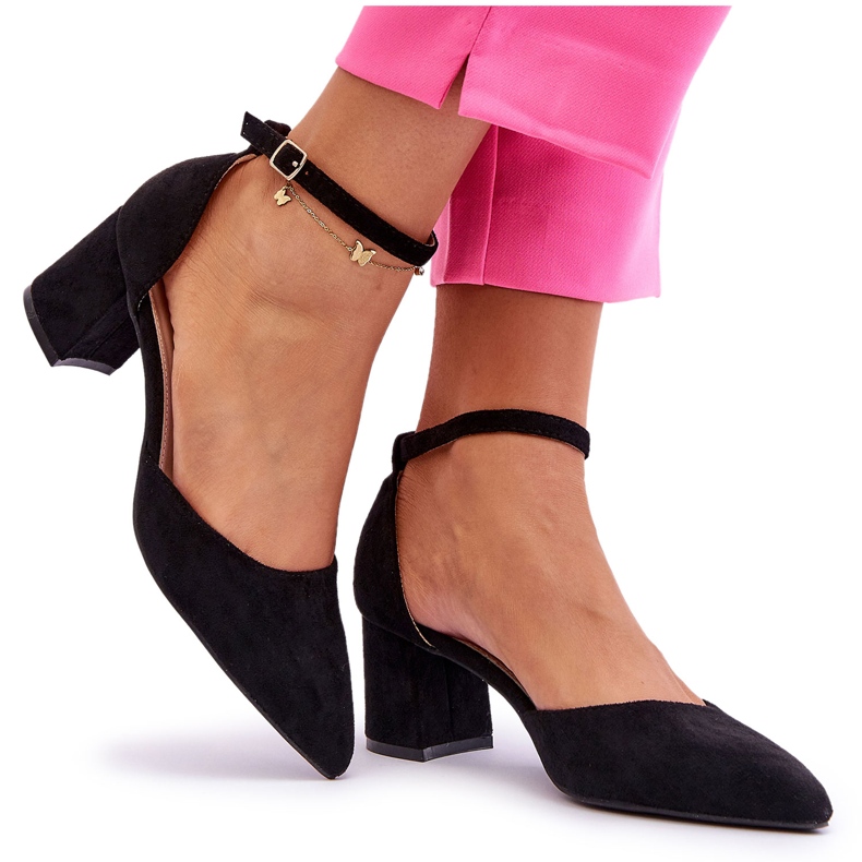 Suede Heel Pumps Black Promise musta