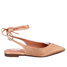 Vonda Champagnen tekojalokivi avokorkobalerinat kultainen