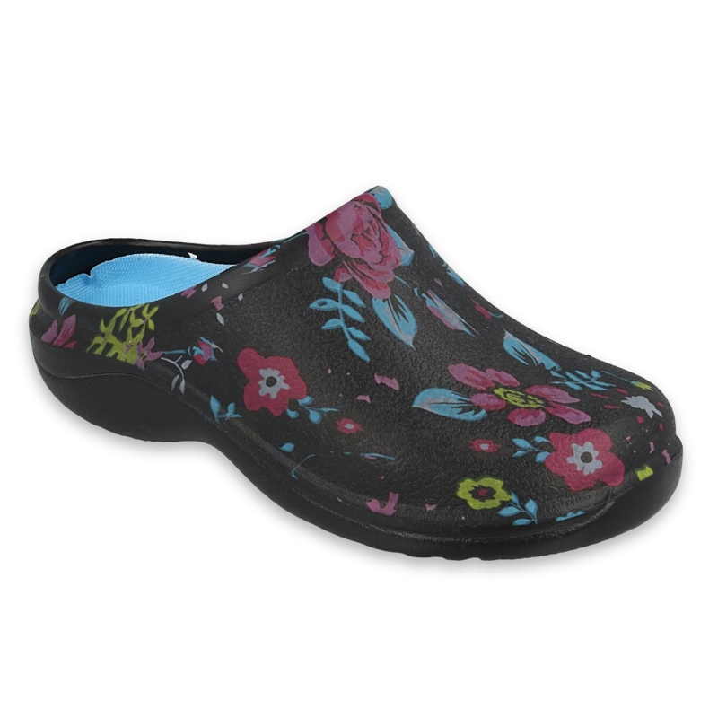 Befado Naisten flip flops- Flower 2 musta/sininen 154d102 monivärinen