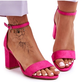 Fuchsia Madame Suede korkeakorkoiset sandaalit vaaleanpunainen