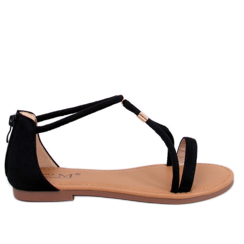 Leehom Mustat mokkanahkasandaalit naisille