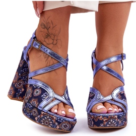 Nahkakorkokengät Sandaalit Maciejka 06084-17 laivastonsininen Nahkakorkokengät Sandaalit Maciejka 06084-17 laivastonsininen