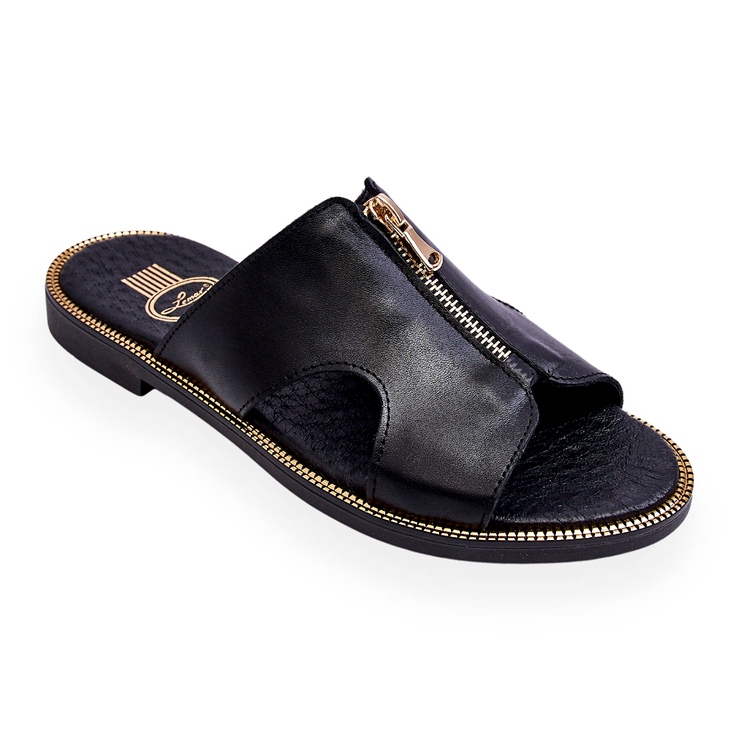 Lemar Naisten tossut koristeellisella vetoketjulla, musta Clarence