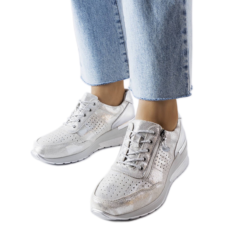 Goodin Jazzar hopeiset harjakattoiset nahkakengät hopea