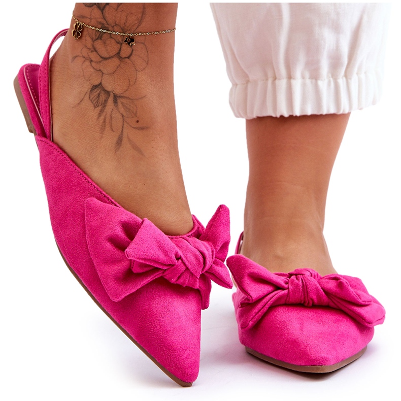 Naisten slip-On ballerinat, joissa on rusetti fuksia-nadine vaaleanpunainen