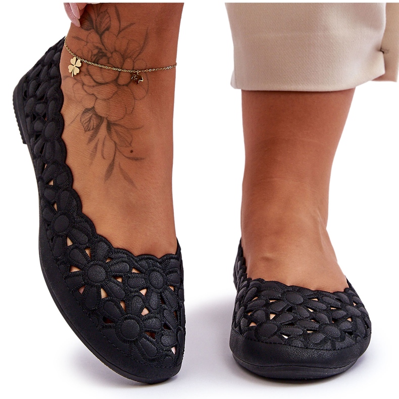 PE1 Naisten harjakattoiset balerinat, musta Visionary