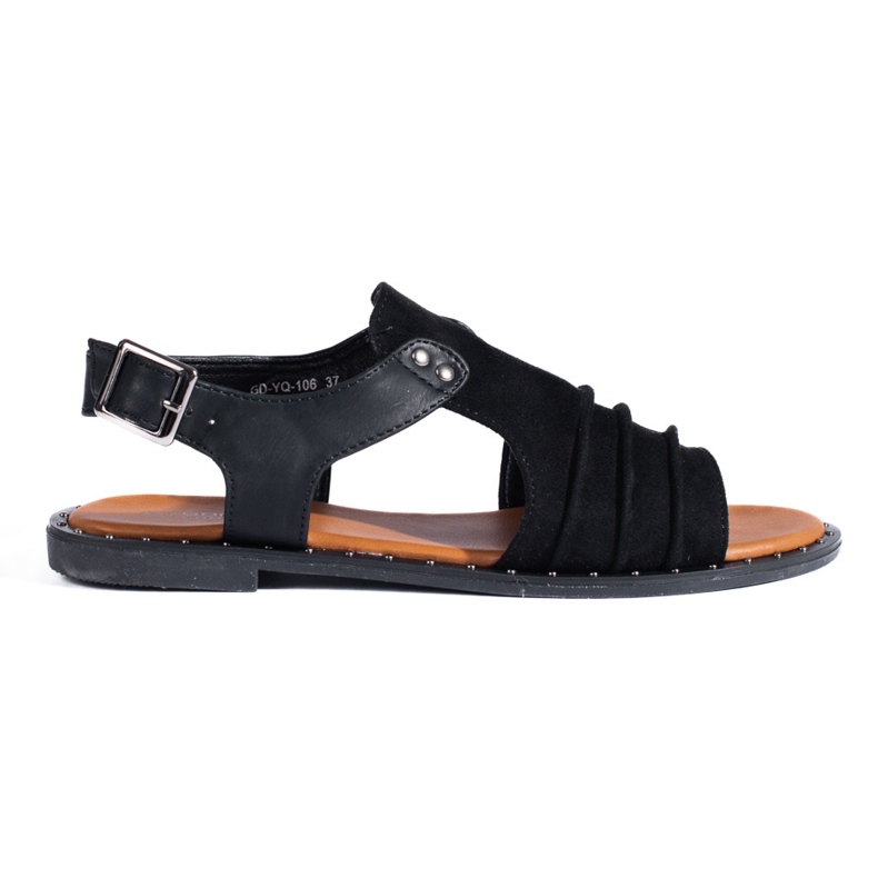 Shelovet musta mokkanahka suljetut sandaalit