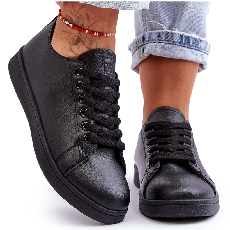 PE1 Naisten nahkaiset klassiset tennarit, mustat Unlimited