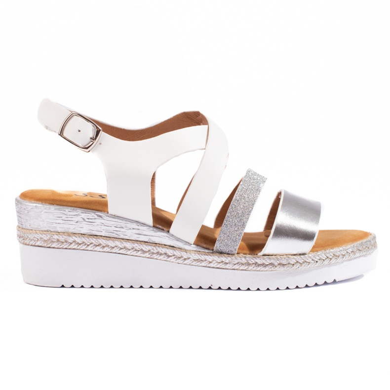 Naisten valkoiset Shelovet-kiila sandaalit valkoinen