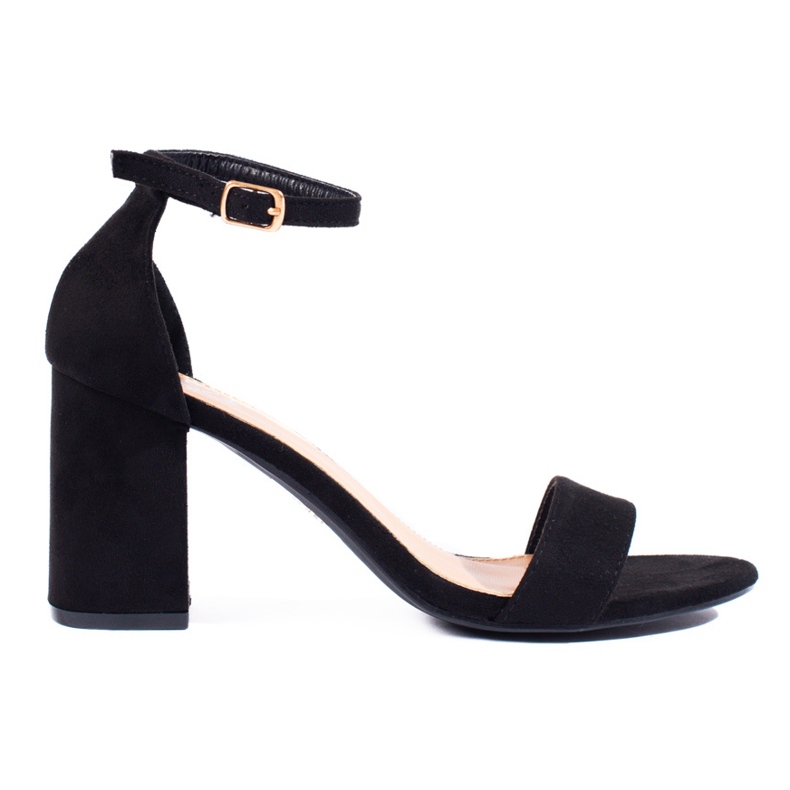 Naisten klassiset sandaalit beigessä Shelovet-tolppassa musta