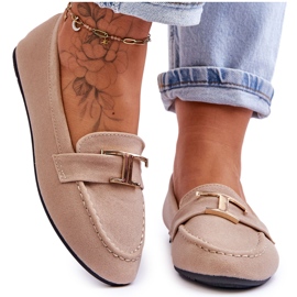 Klassiset Slip-on mokasiinit koristeella, vaalea beige