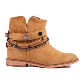 Naisten mokkanahkaiset cowboysaappaat Shelovet camel beige